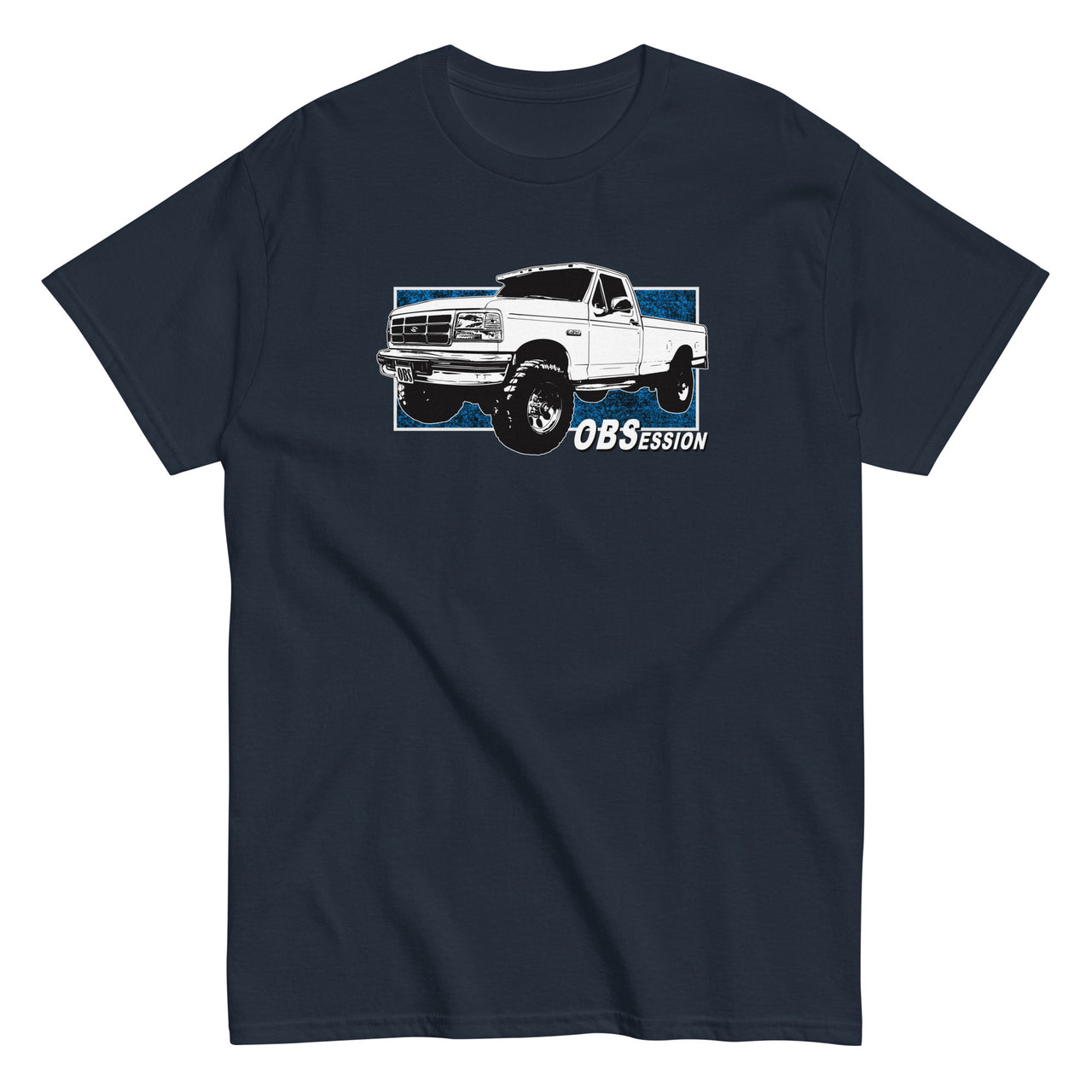 OBS Truck T-Shirt With Single Cab 90s Ford Truck - navy