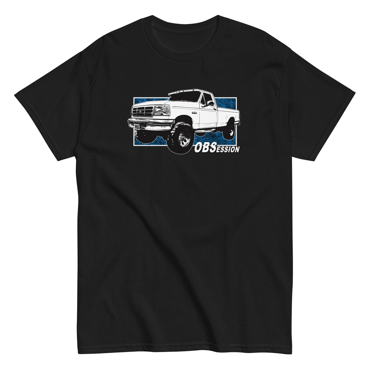 OBS Truck T-Shirt With Single Cab 90s Ford Truck - black