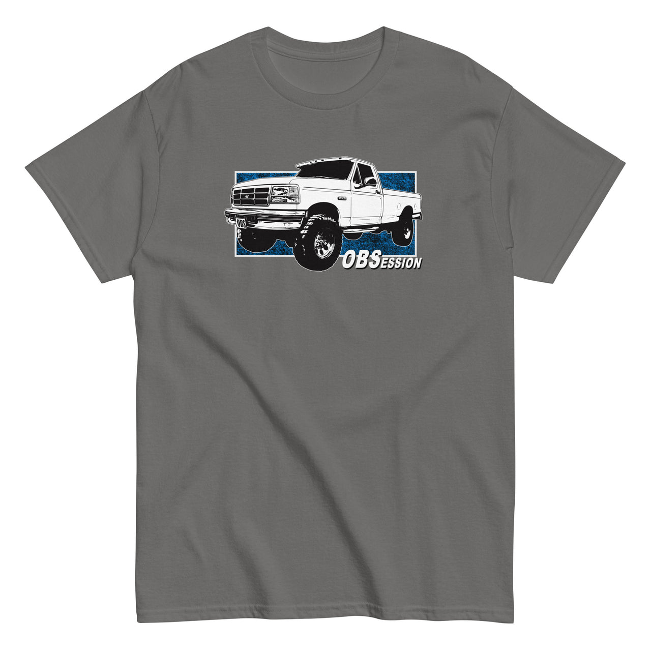 OBS Truck T-Shirt With Single Cab 90s Ford Truck - grey