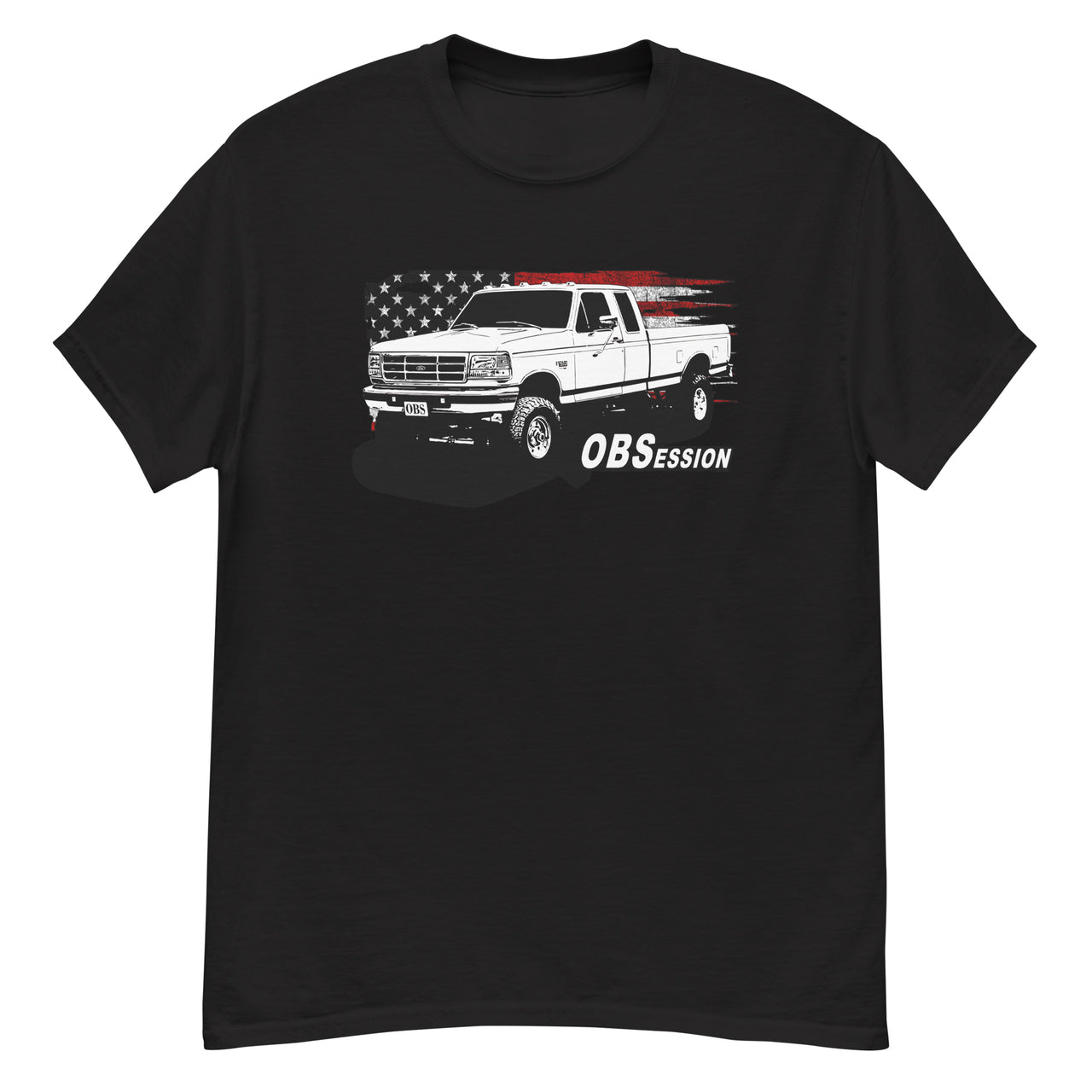 Patriotic OBS Ext Cab Truck T-shirt in black