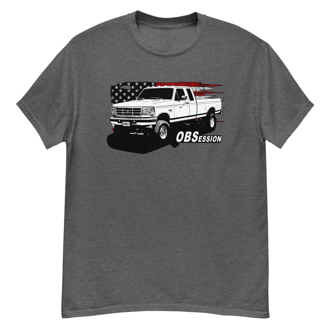 Patriotic OBS Ext Cab Truck T-shirt in grey