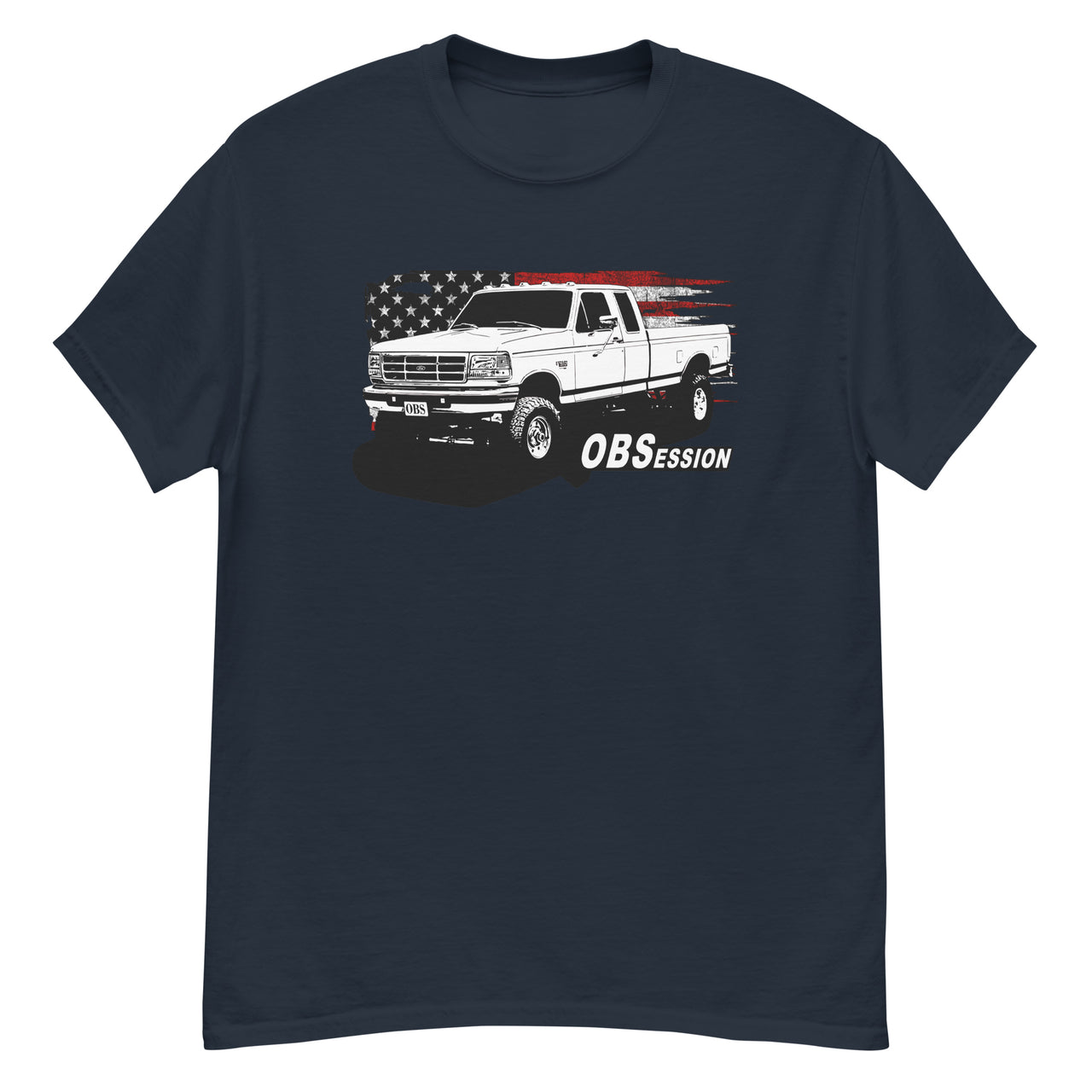 Patriotic OBS Ext Cab Truck T-shirt in navy