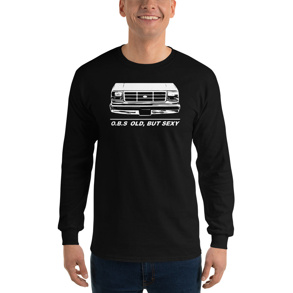 OBS Truck Shirt Old, But Sexy Long Sleeve T-Shirt modeled in black