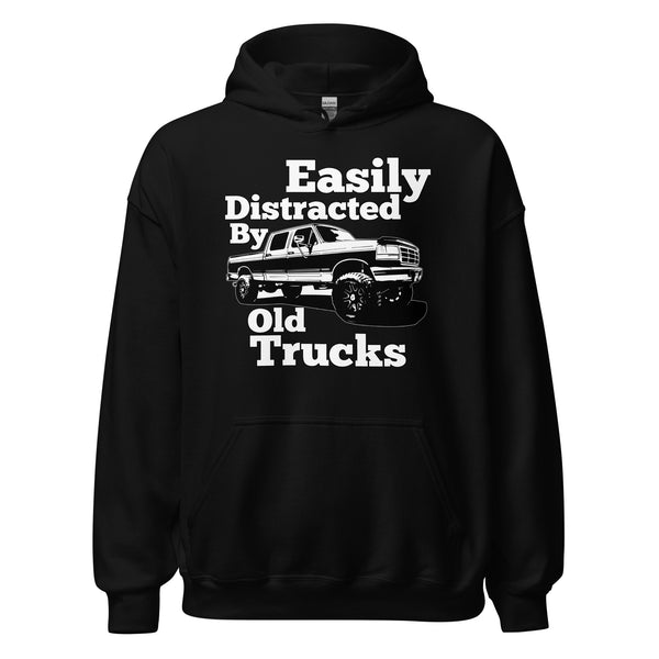 OBS Truck Hoodie Easily Distracted By Old Trucks in black
