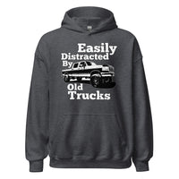 Thumbnail for OBS Truck Hoodie Easily Distracted By Old Trucks in dark heather