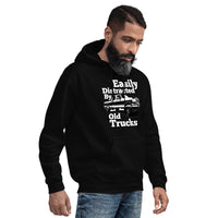 Thumbnail for OBS Truck Hoodie Easily Distracted By Old Trucks modeled in black 2