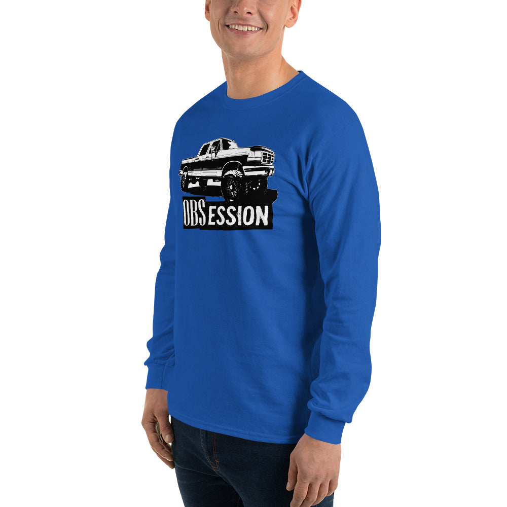 Obs Ford Crew Cab long sleeve Shirt modeled in blue left
