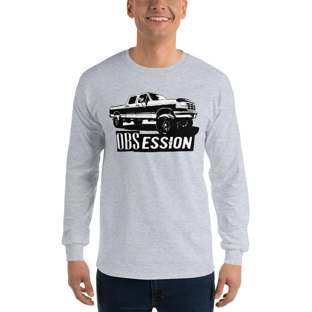 Obs Ford Crew Cab long sleeve Shirt modeled in grey front