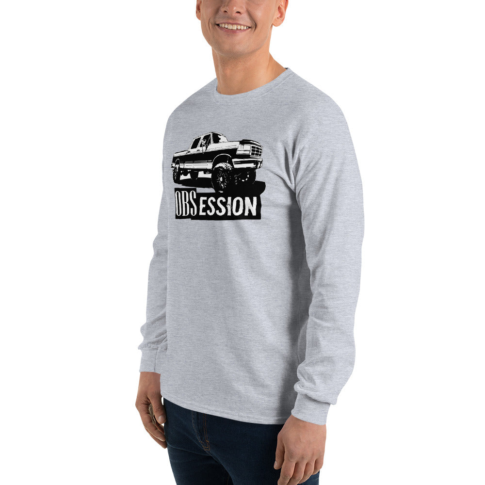 Obs Ford Crew Cab long sleeve Shirt modeled in grey left