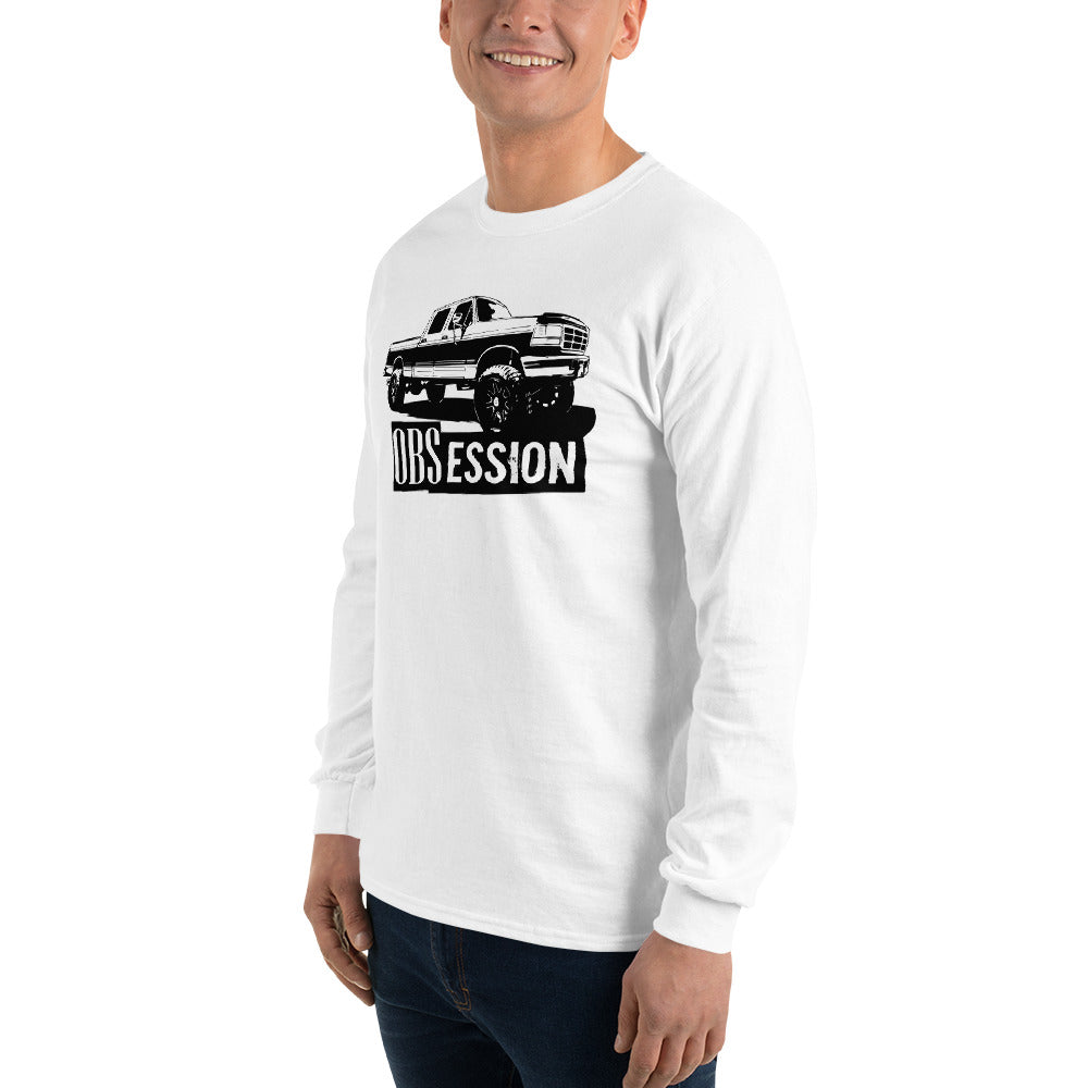 Obs Ford Crew Cab long sleeve Shirt modeled in white left