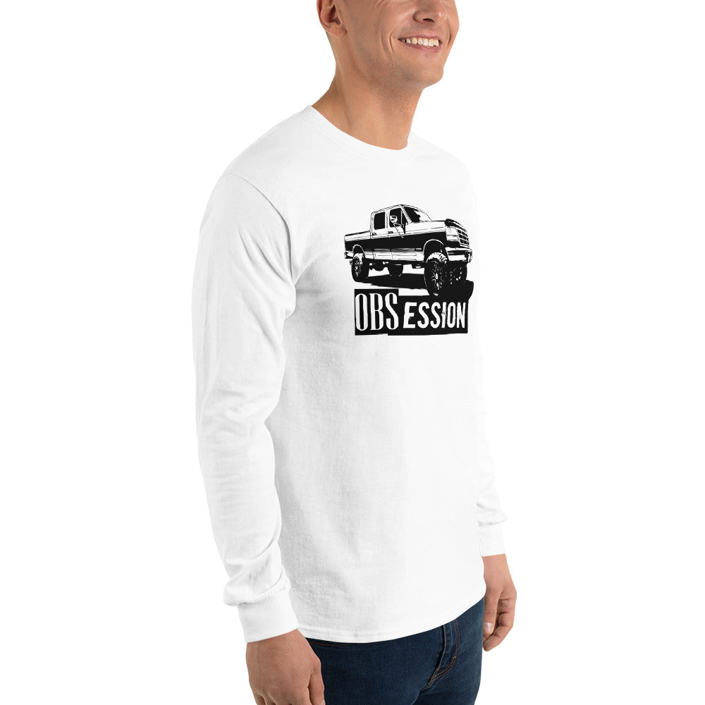 Obs Ford Crew Cab long sleeve Shirt modeled in white right