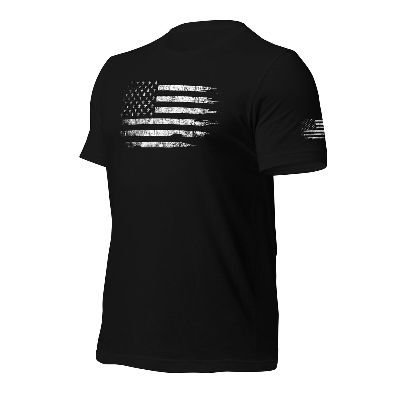 American Flag T-Shirt With Sleeve Print in black