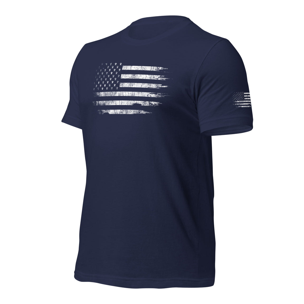American Flag T-Shirt With Sleeve Print in navy