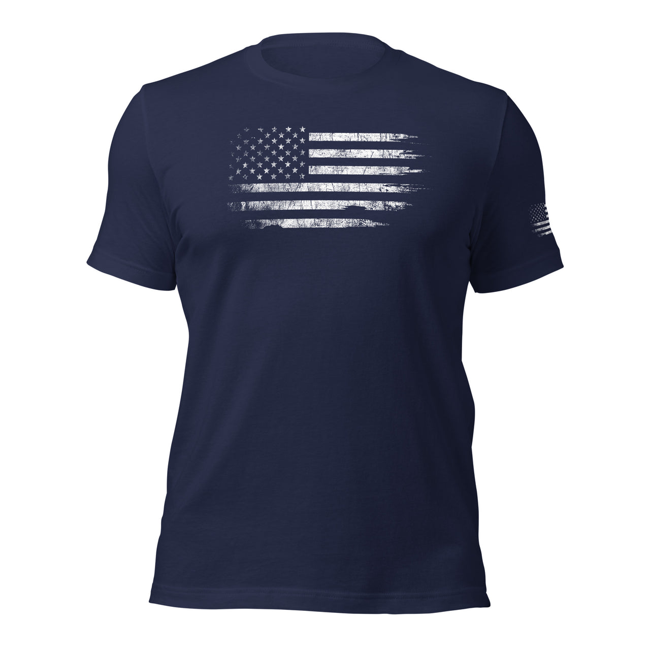 American Flag T-Shirt With Sleeve Print in navy front