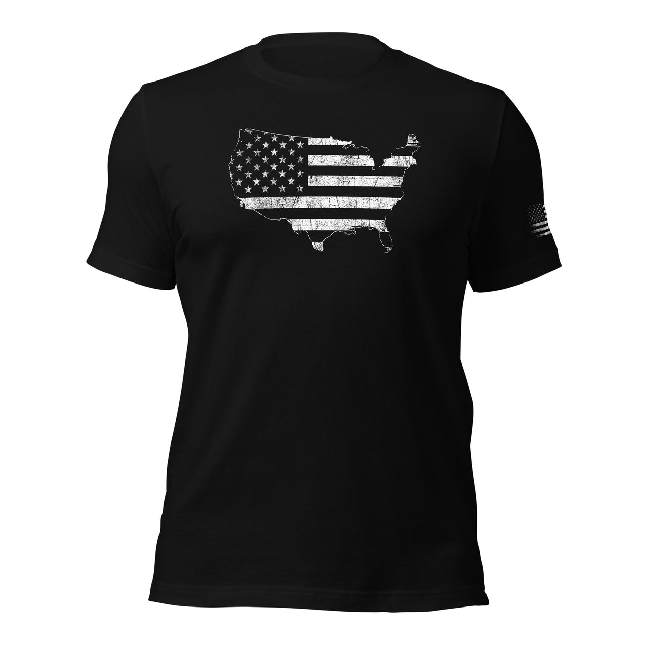 American Flag USA T-Shirt With Sleeve Print in black