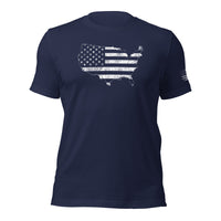 Thumbnail for American Flag USA T-Shirt With Sleeve Print in navy front