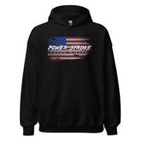 Thumbnail for Power Stroke Hoodie With American Flag Design Black