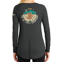 Thumbnail for Ladies Jeep® For All Life's Adventures Long Sleeve Tunic T-shirt - Heather Black