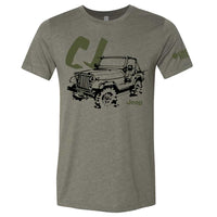 Thumbnail for Mens Jeep® CJ - LDD Series - Triblend Military Green T-Shirt