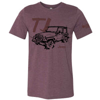 Thumbnail for Mens Jeep® TJ Wrangler - LDD Series - Triblend Burgundy T-Shirt
