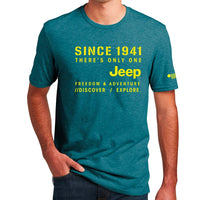 Thumbnail for Mens Jeep®Stencil T-Shirt - Heather Deep Ocean Green