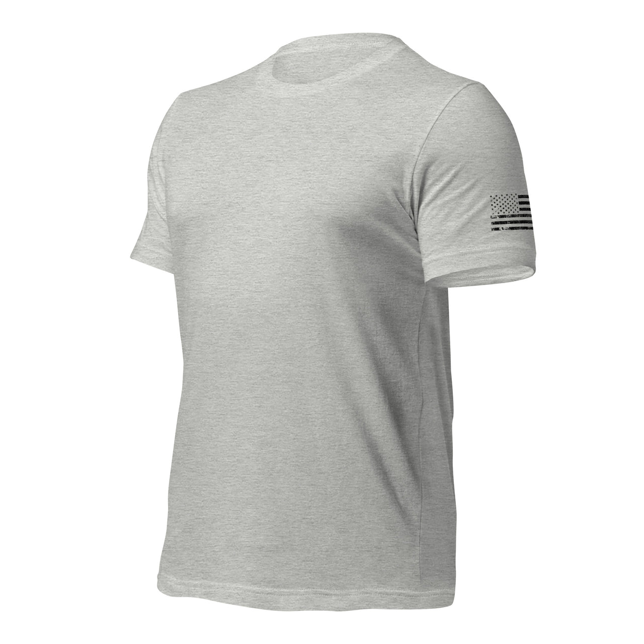 American Flag Sleeve Print T-shirt in Sport Grey