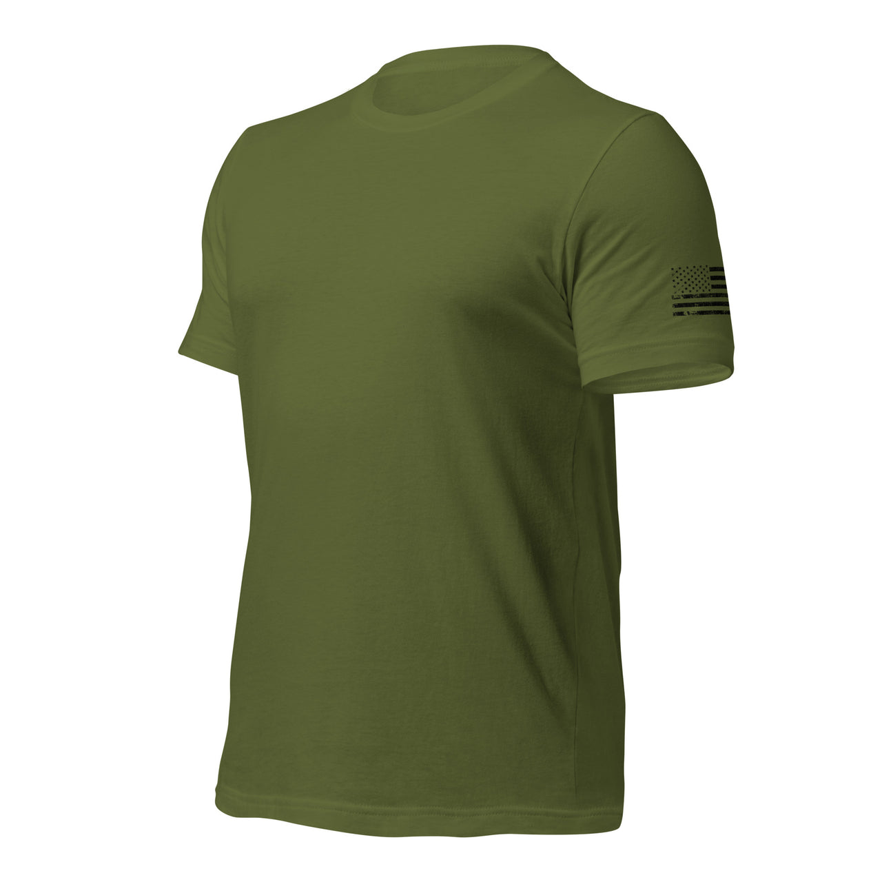 American Flag Sleeve Print T-shirt in Army Green