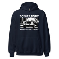 Thumbnail for Squarebody Legends Hoodie Square Body Truck Sweatshirt With American Flag Design in navy