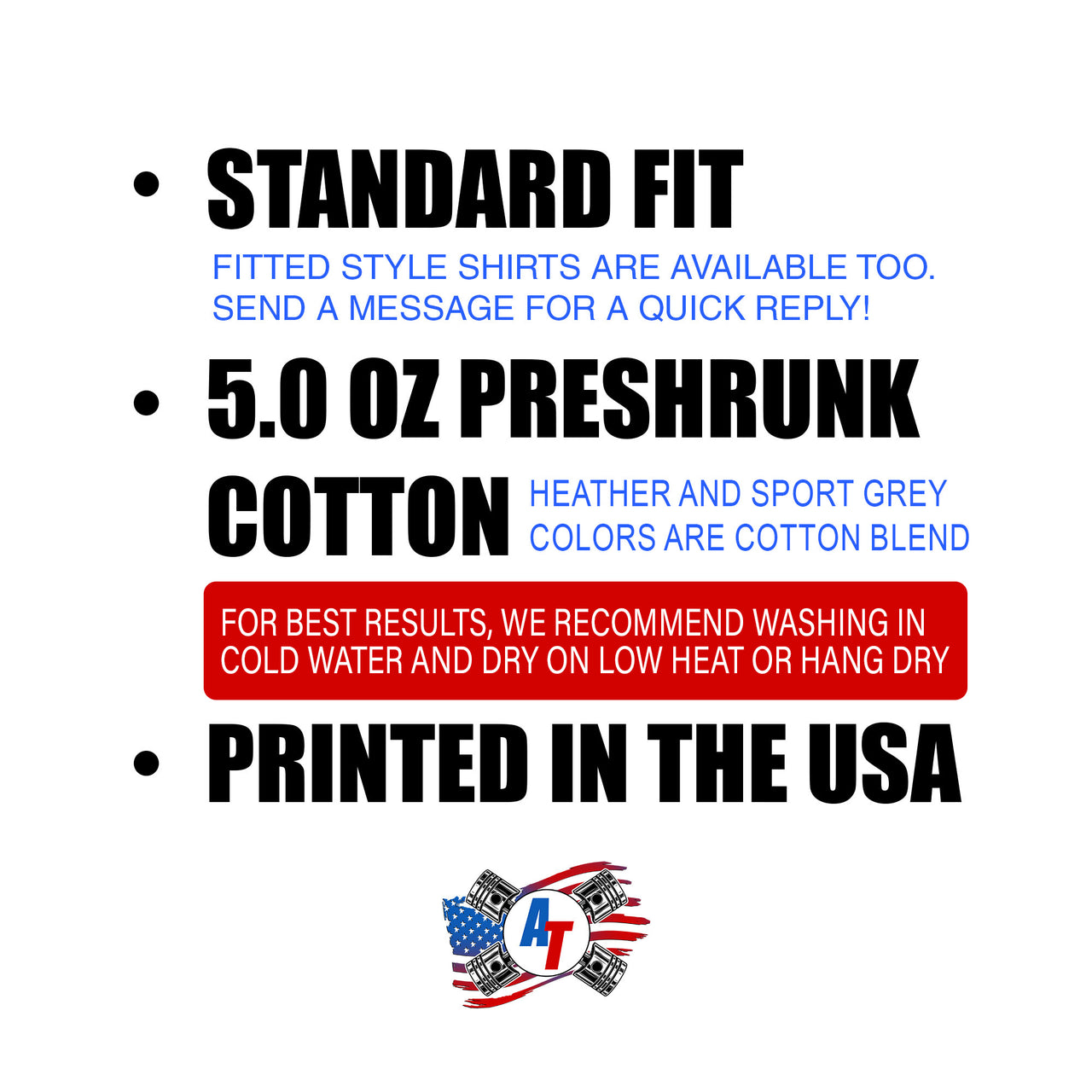 t-shirt garment care instructions and other information
