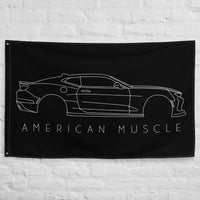 Thumbnail for 6th Gen Camaro Garage Flag Wall Banner Hanging on a brick wall