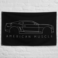 Thumbnail for 5th Gen Camaro Line Art Wall Flag hanging on a brick wall