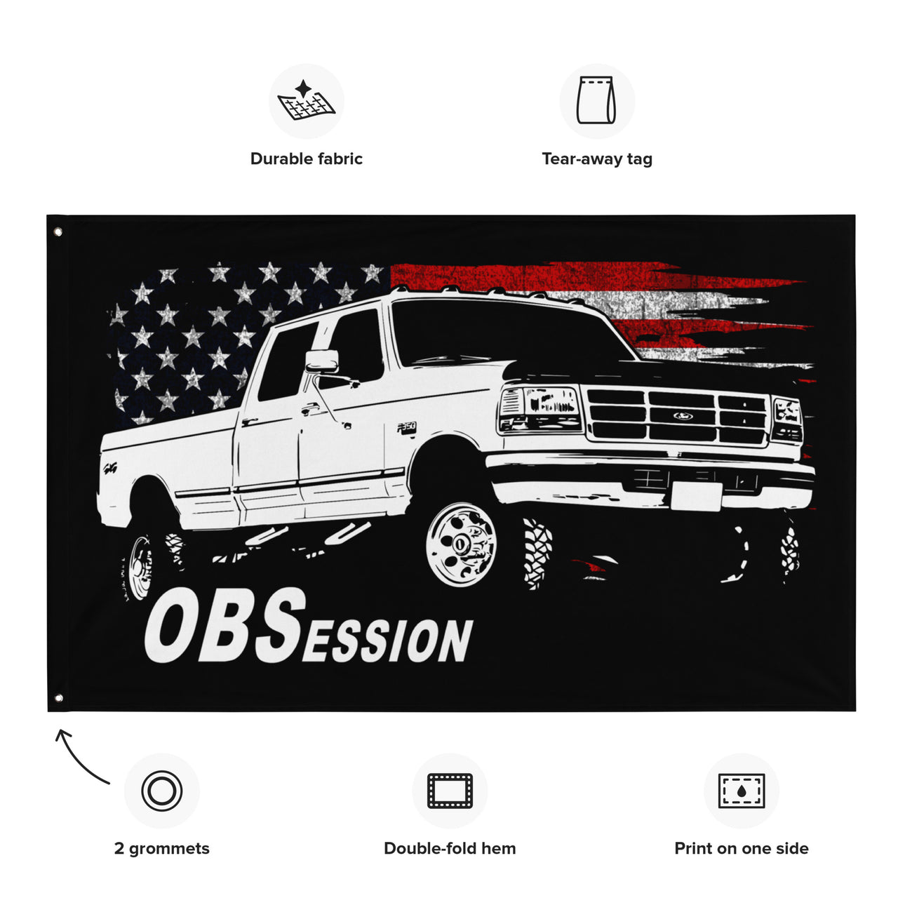 OBS Crew Cab Truck Wall Flag details