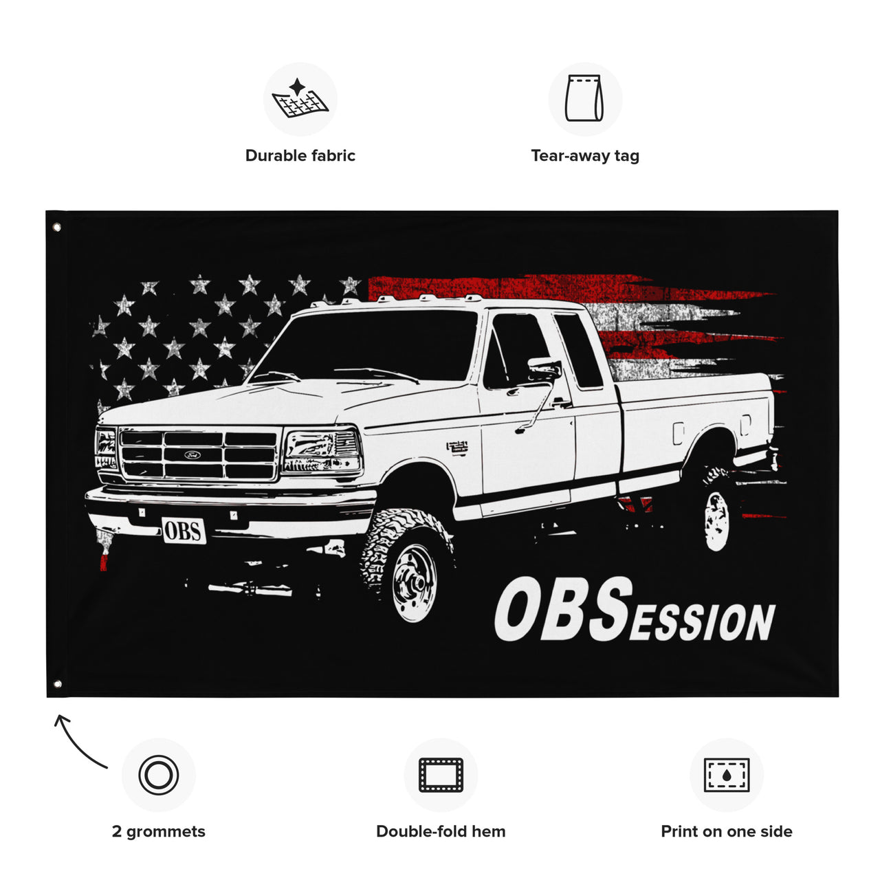 OBS Extended Cab Truck Wall Flag details