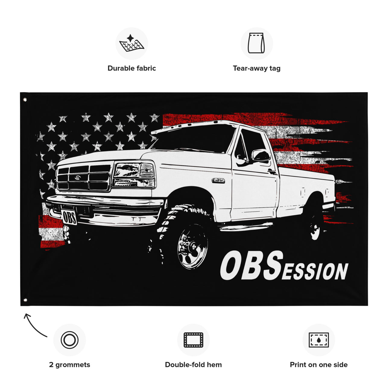 OBS Single Cab Truck Wall Flag details