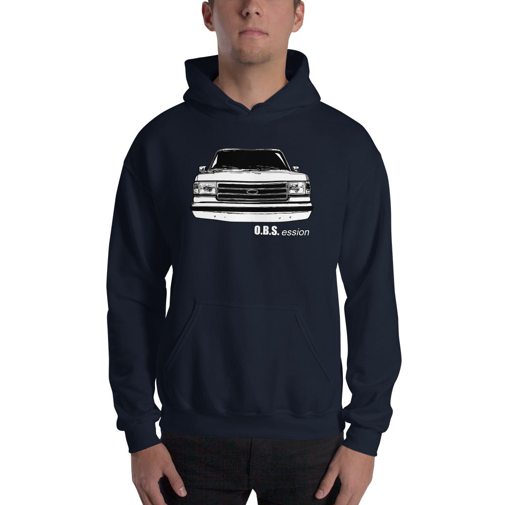 Brick Nose OBS Truck Hoodie modeled in navy