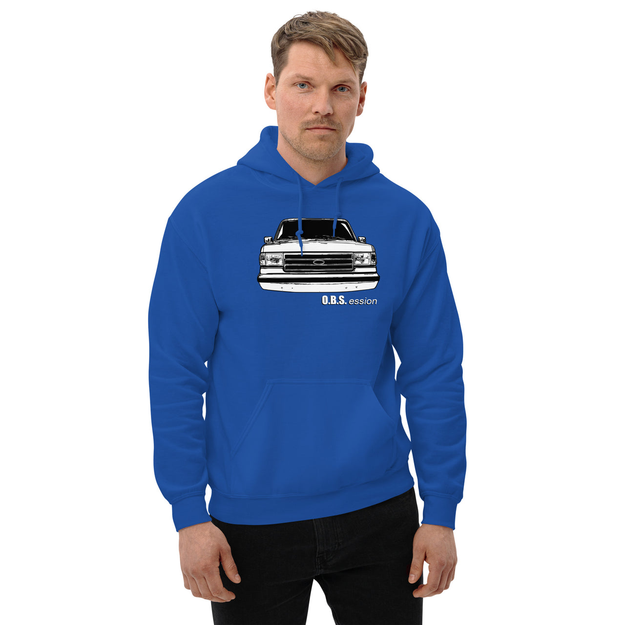Brick Nose OBS Truck Hoodie modeled in royal
