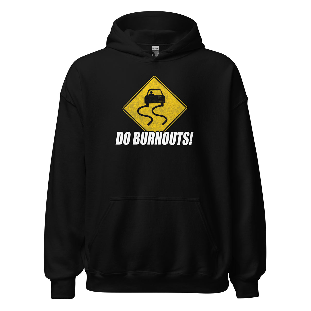 burnout sign hoodie for car enthusiasts in black