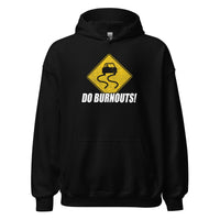 Thumbnail for burnout sign hoodie for car enthusiasts in black
