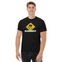 Thumbnail for Burnout Sign Funny Car Guy T-Shirt modeled in black