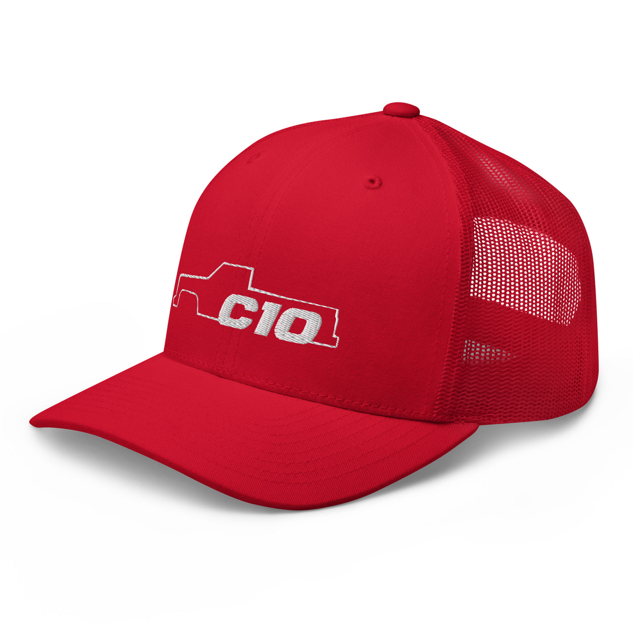 C10 Trucker hat in red 3/4 left view
