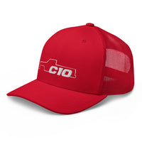 Thumbnail for C10 Trucker hat in red 3/4 left view