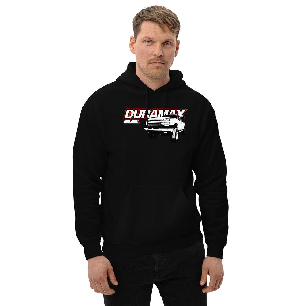 man modeling cateye duramax hoodie in black