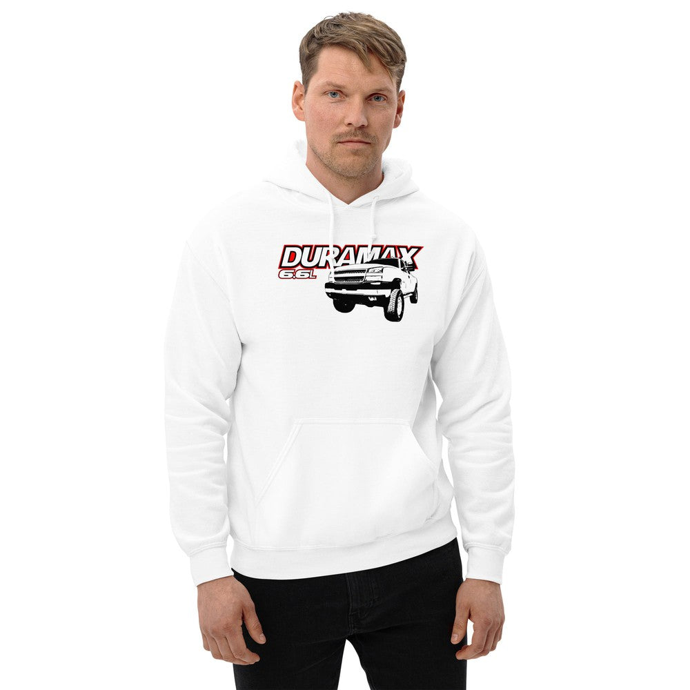 man modeling cateye duramax hoodie in white