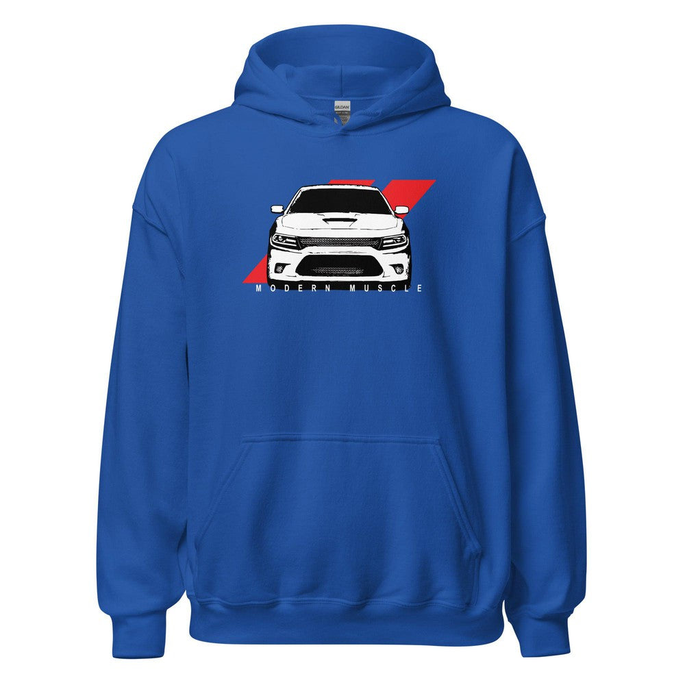 Charger Scat Pack 392 Modern Muscle Hoodie Sweatshirt-In-Royal-From Aggressive Thread
