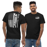 Thumbnail for Diesel Mechanic American Flag T-Shirt modeled in black