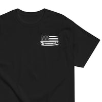 Thumbnail for Diesel Mechanic American Flag T-Shirt in black - front print view close up