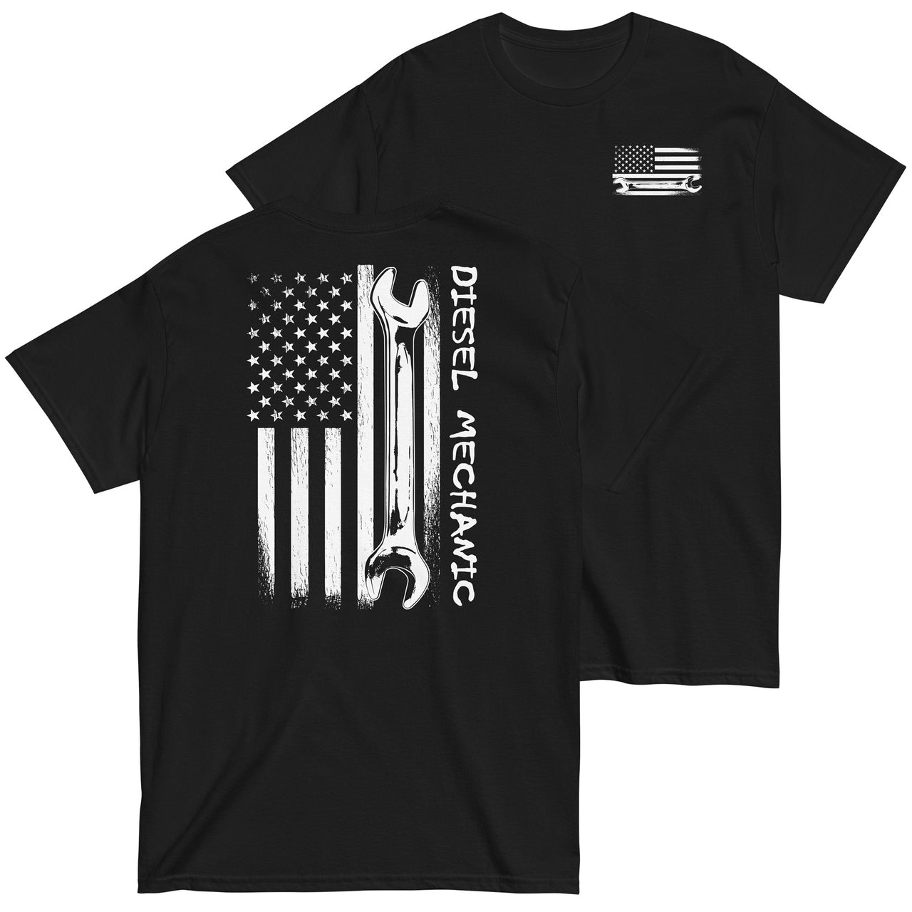 Diesel Mechanic American Flag T-Shirt in black