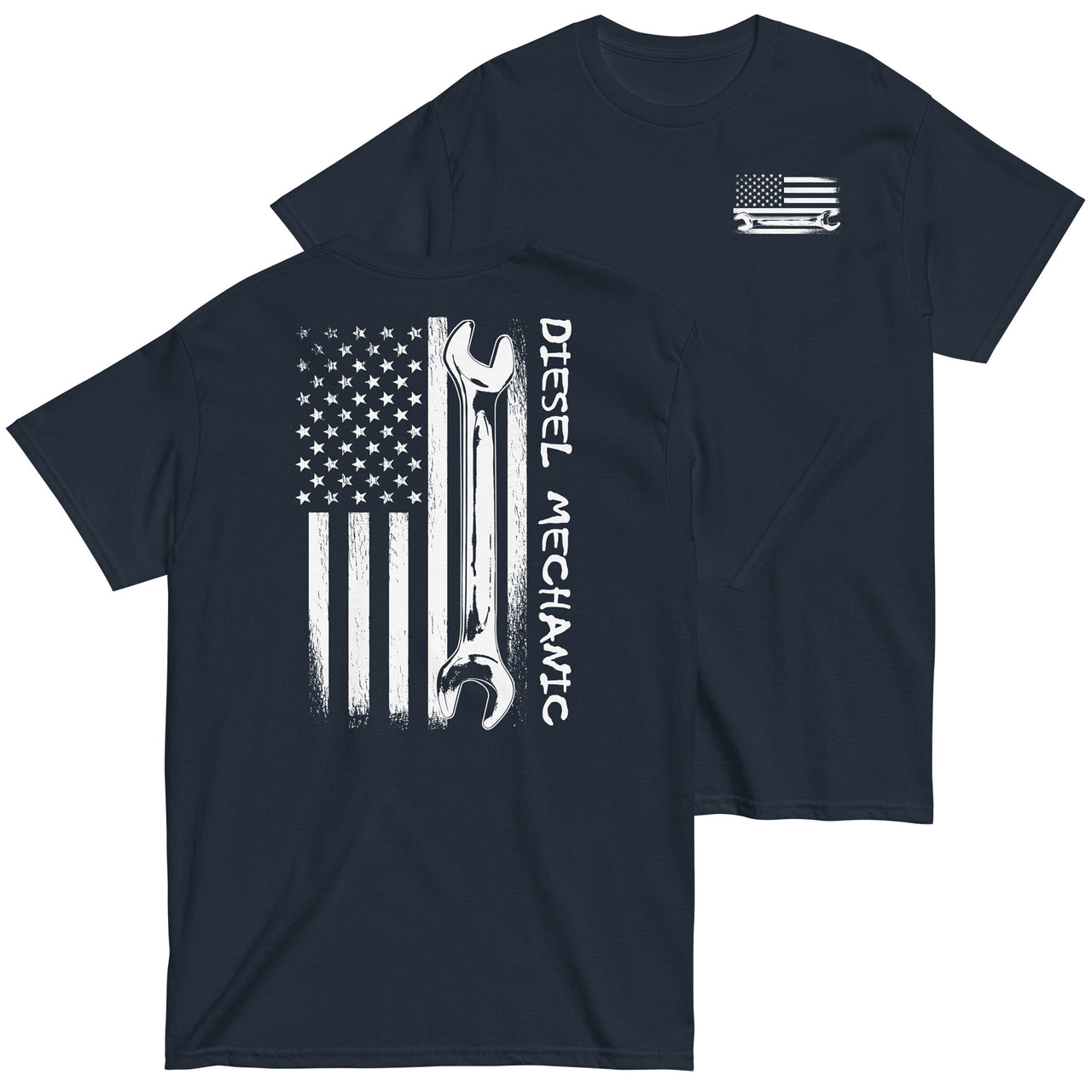 Diesel Mechanic American Flag T-Shirt in navy