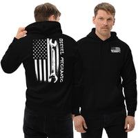 Thumbnail for Mechanic American Flag Hoodie Sweatshirt-In-Black-From Aggressive Thread