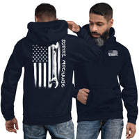 Thumbnail for Mechanic American Flag Hoodie Sweatshirt-In-Black-From Aggressive Thread